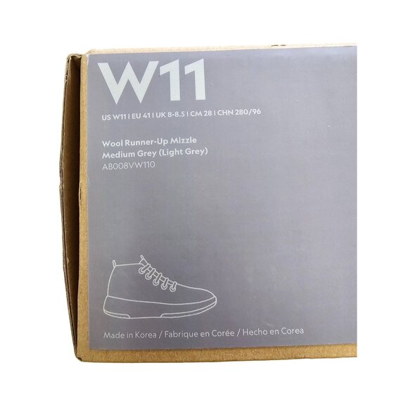 Allbirds Merino Wool Runner-Up Mizzle Sneakers W11 Medium Grey New - Picture 3 of 10